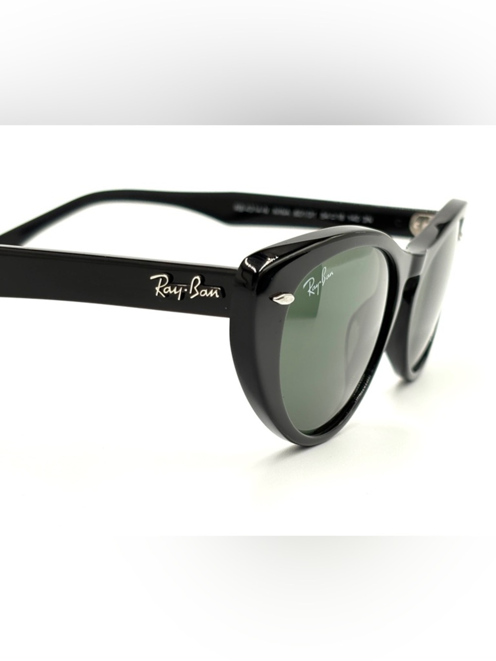 Ray-Ban Nina RB4314n Black Cat-Eye Sunglasses 901/31 Green G-15 54-140 w/Case - Picture 6 of 11